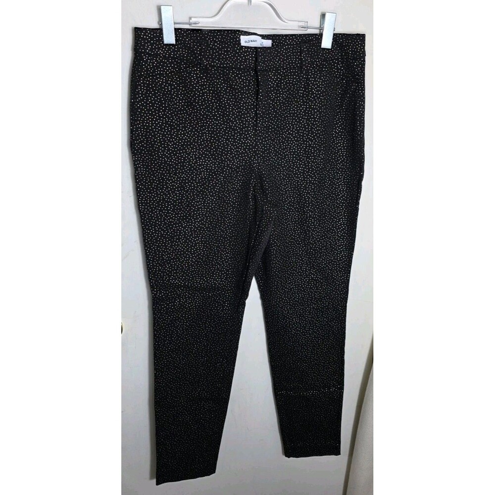 Old Navy Black With Gold Polka-Dot Pixie Hi-Rise Slim Pants 14